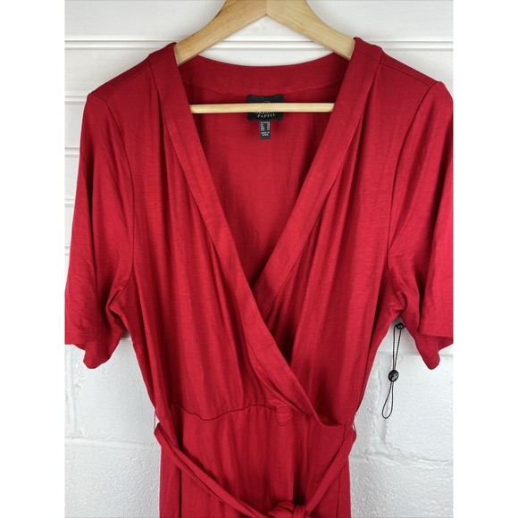 ADRIANNA PAPELL Women’s JERSEY DRESS Morcan Ruby Faux Wrap Dress Red Sz 16 - Picture 11 of 11